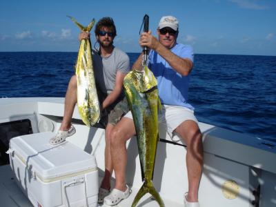 Alan and Luke Mitchell with some dinner